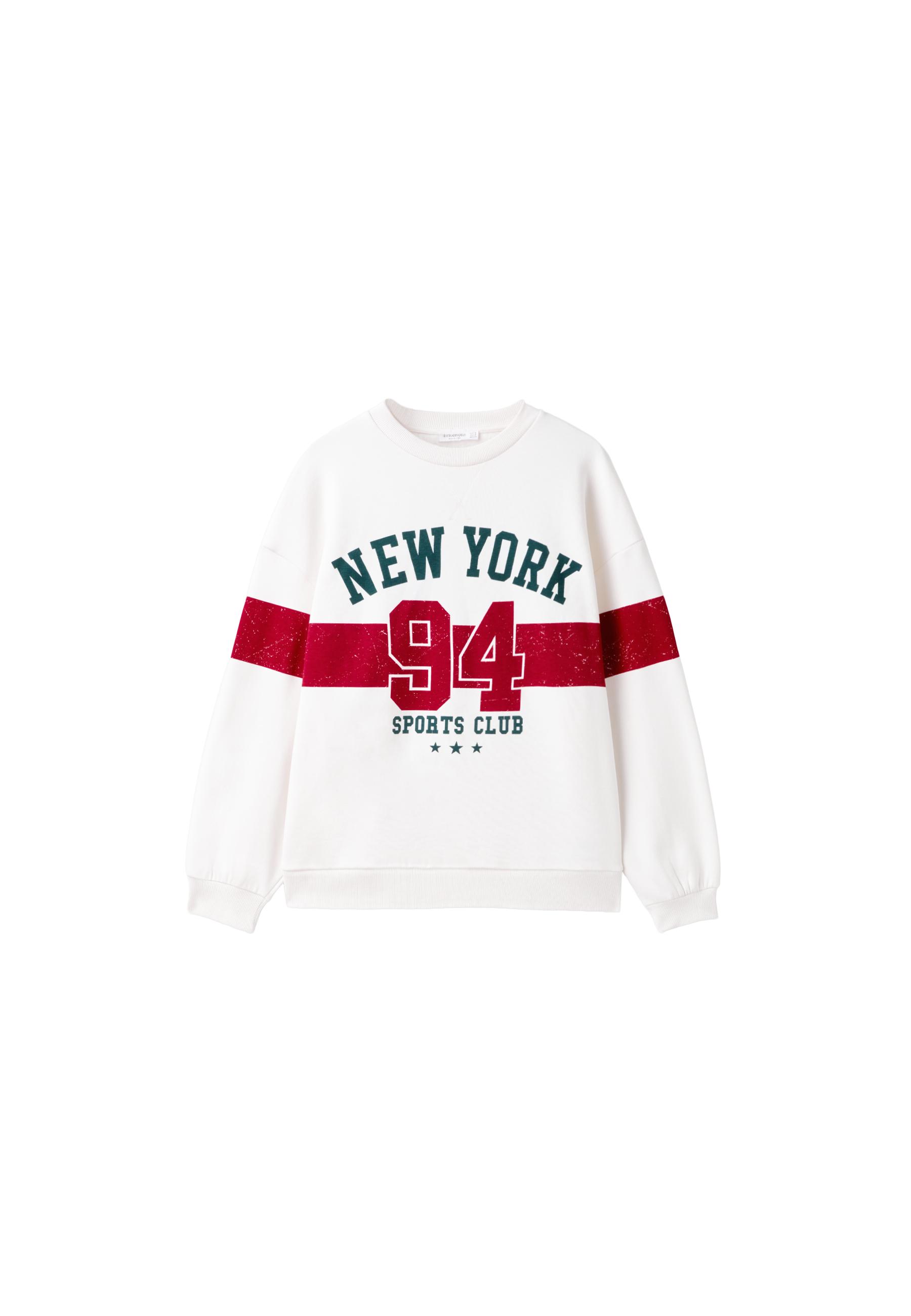 Cotton blend placement print regular sweatshirt — Red