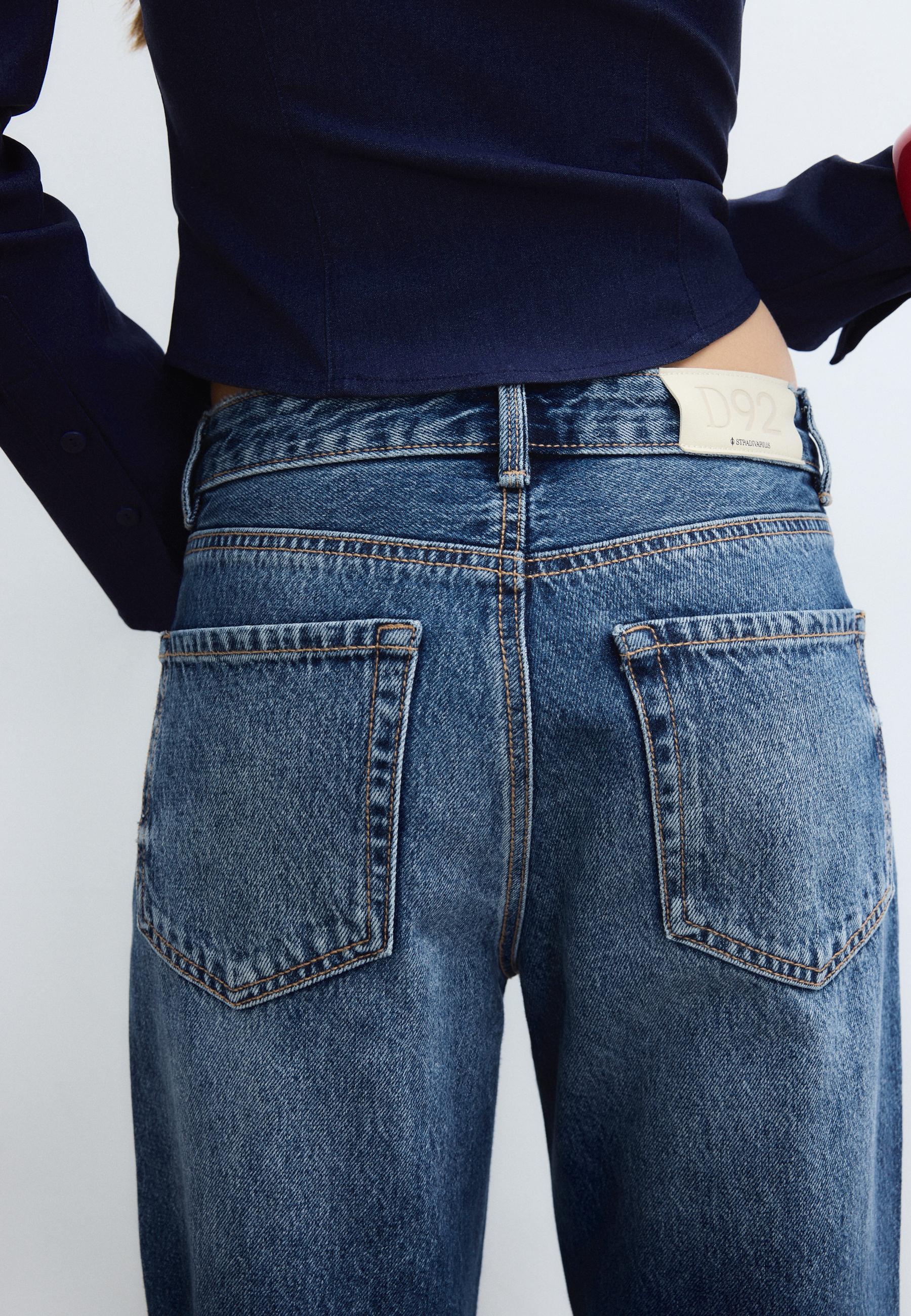 D92 Ripped straight wide-leg jeans — RINSE BLUE DENIM
