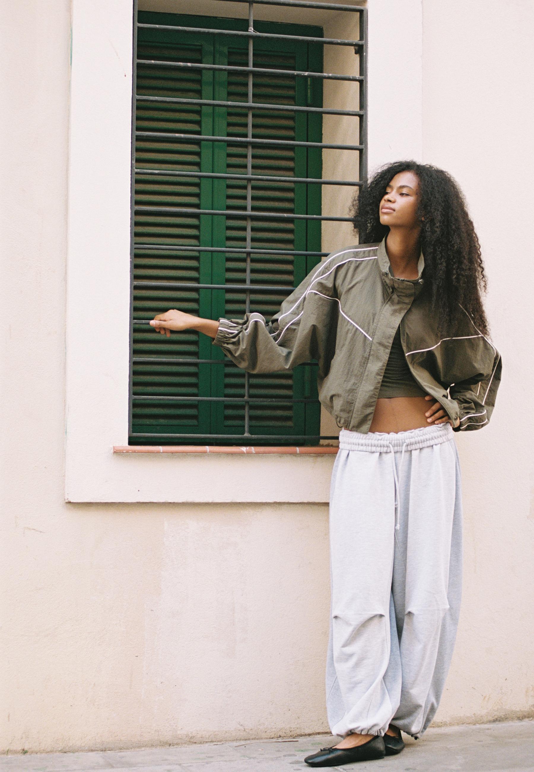Balloon jogger trousers with toggles — Grey melange