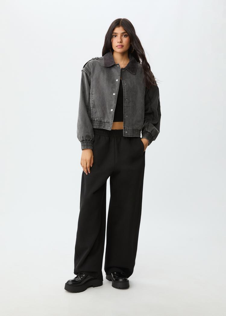Stradivarius Jachetă Scurtă Cu Efect Spălat Negru S