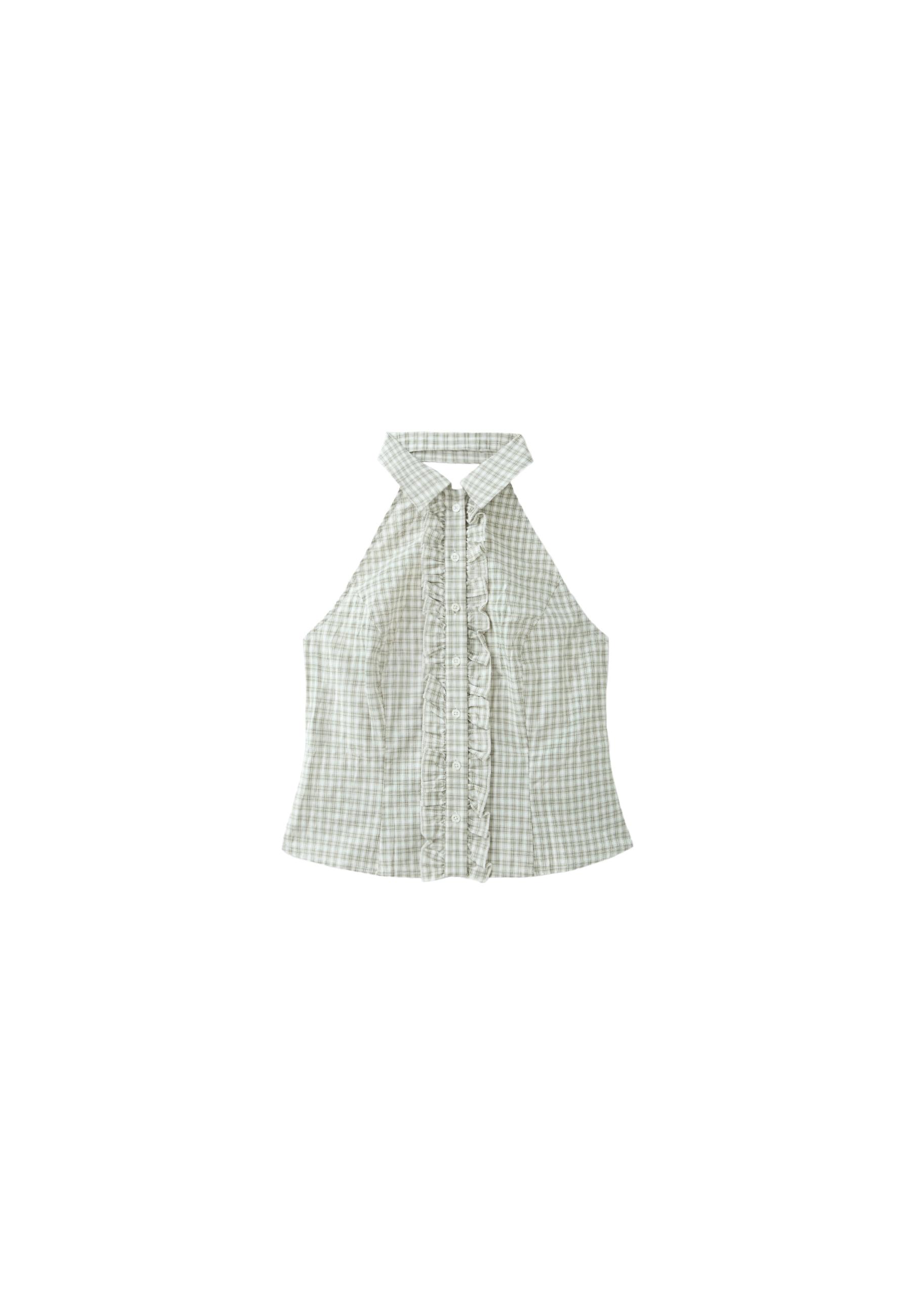 Checked halter top — Khaki