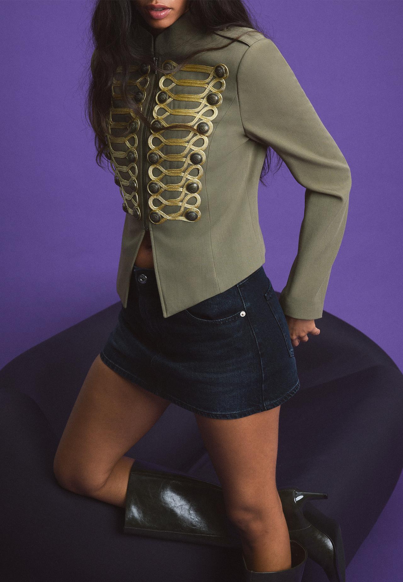 Metal button blazer — Khaki