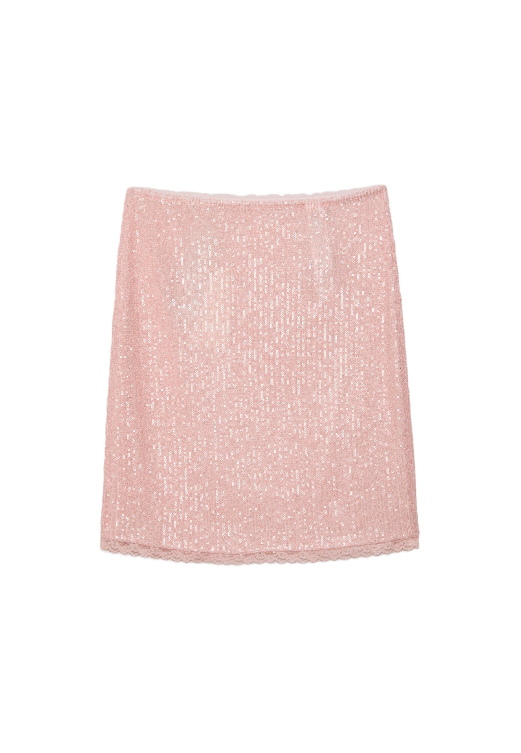 Sequin midi skirt — Pastel pink