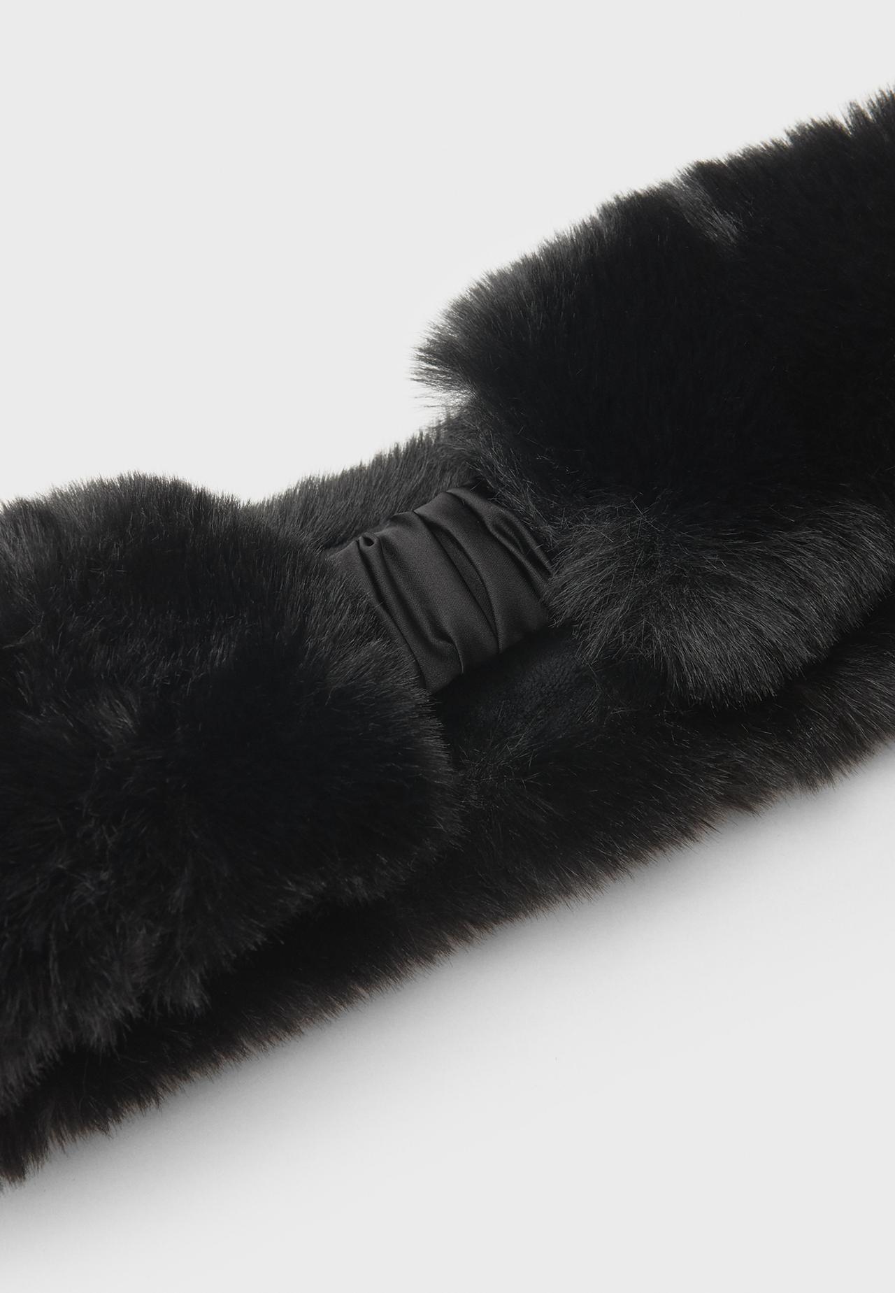 Faux fur headband — Black