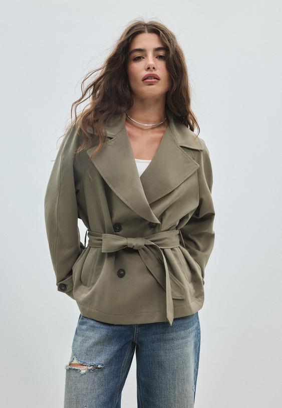 short flowing belted trench coat