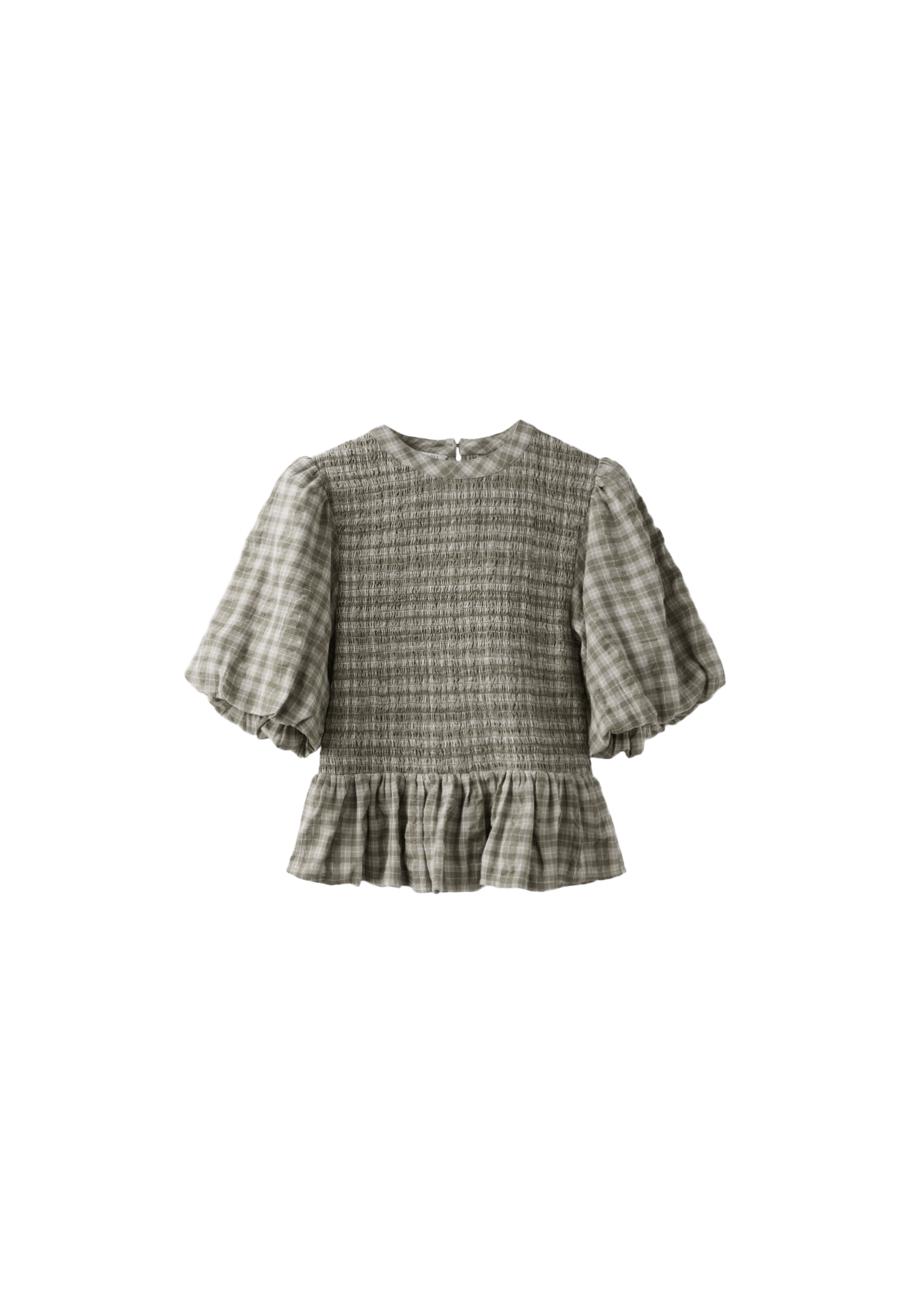 Short sleeve peplum blouse — Khaki