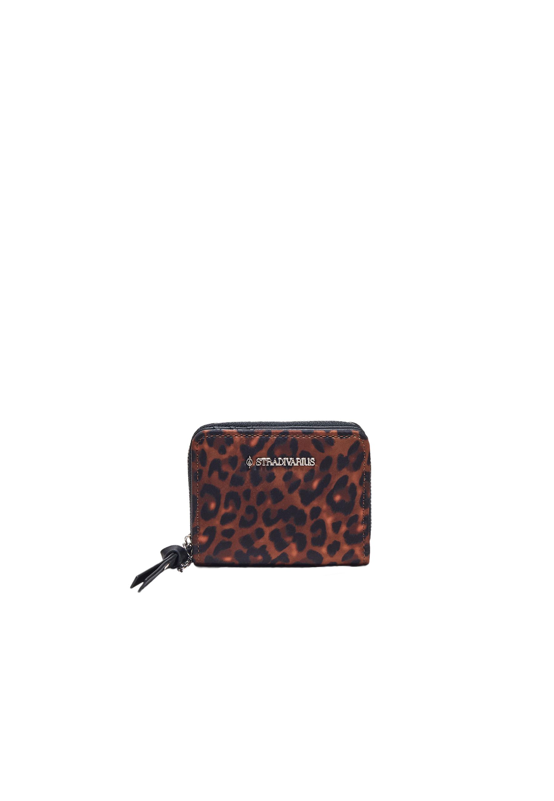Leopard print card holder purse — Brown