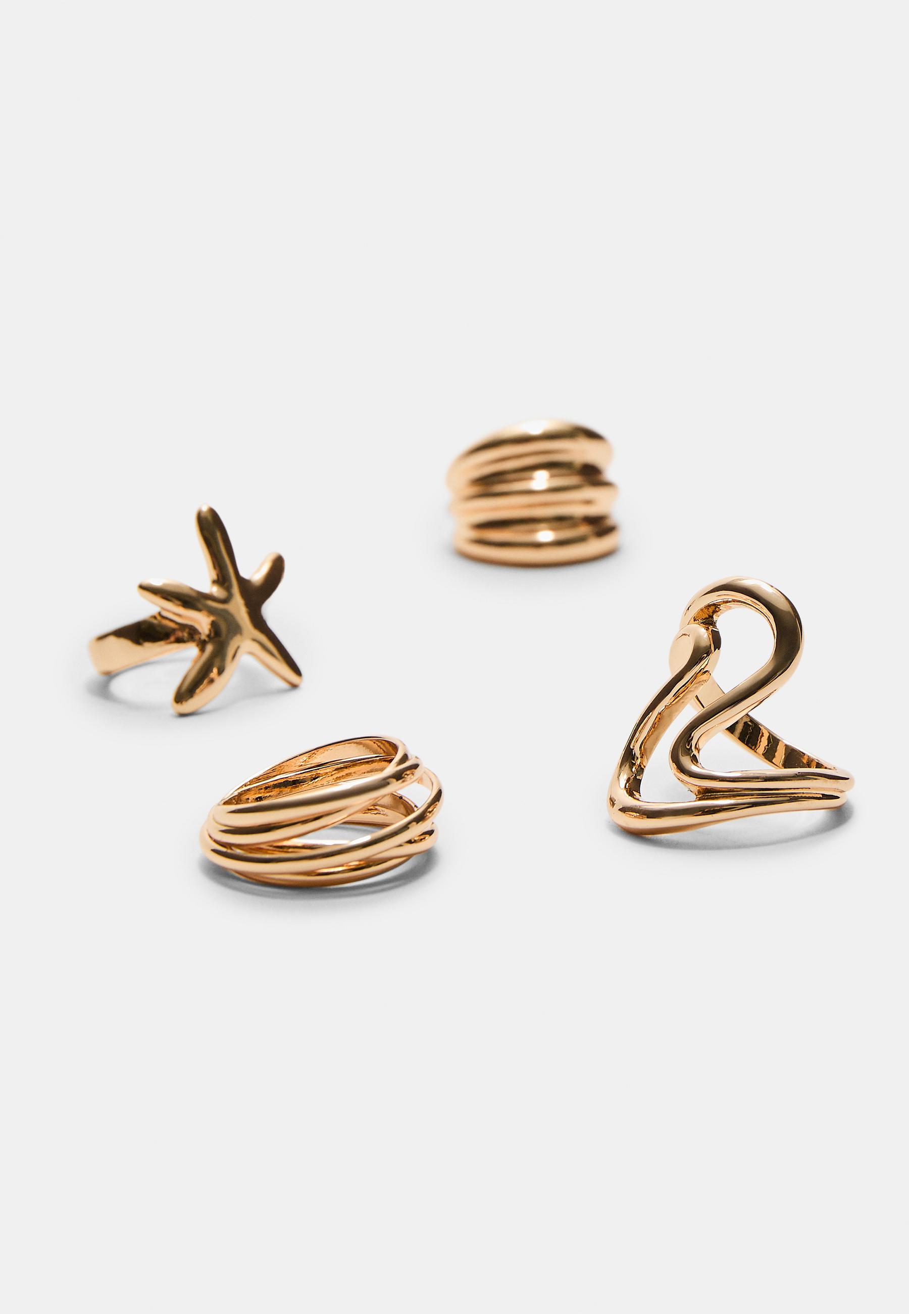 Set of 4 star rings — Gold (alternate view)