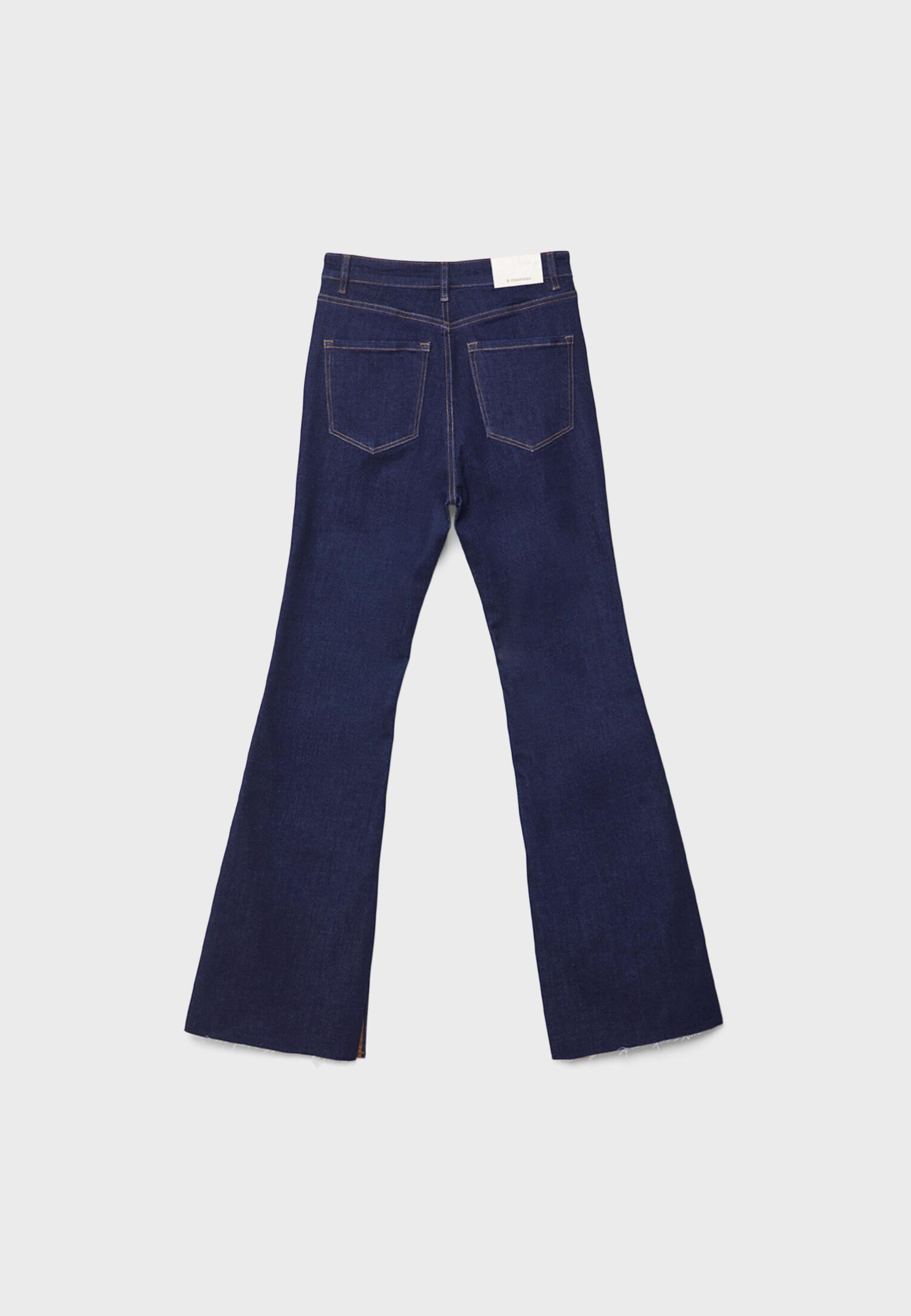D74 Bell bottom jeans with split — RINSE BLUE DENIM