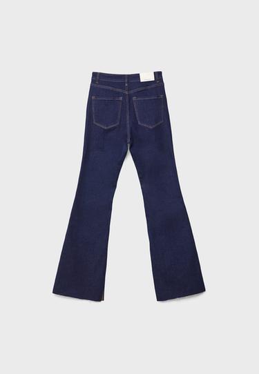 D74 bell bottom jeans with split — RINSE BLUE DENIM 8