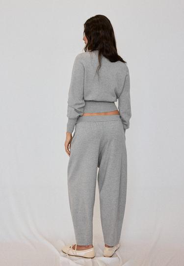 Barrel-fit knit trousers — Grey melange 5