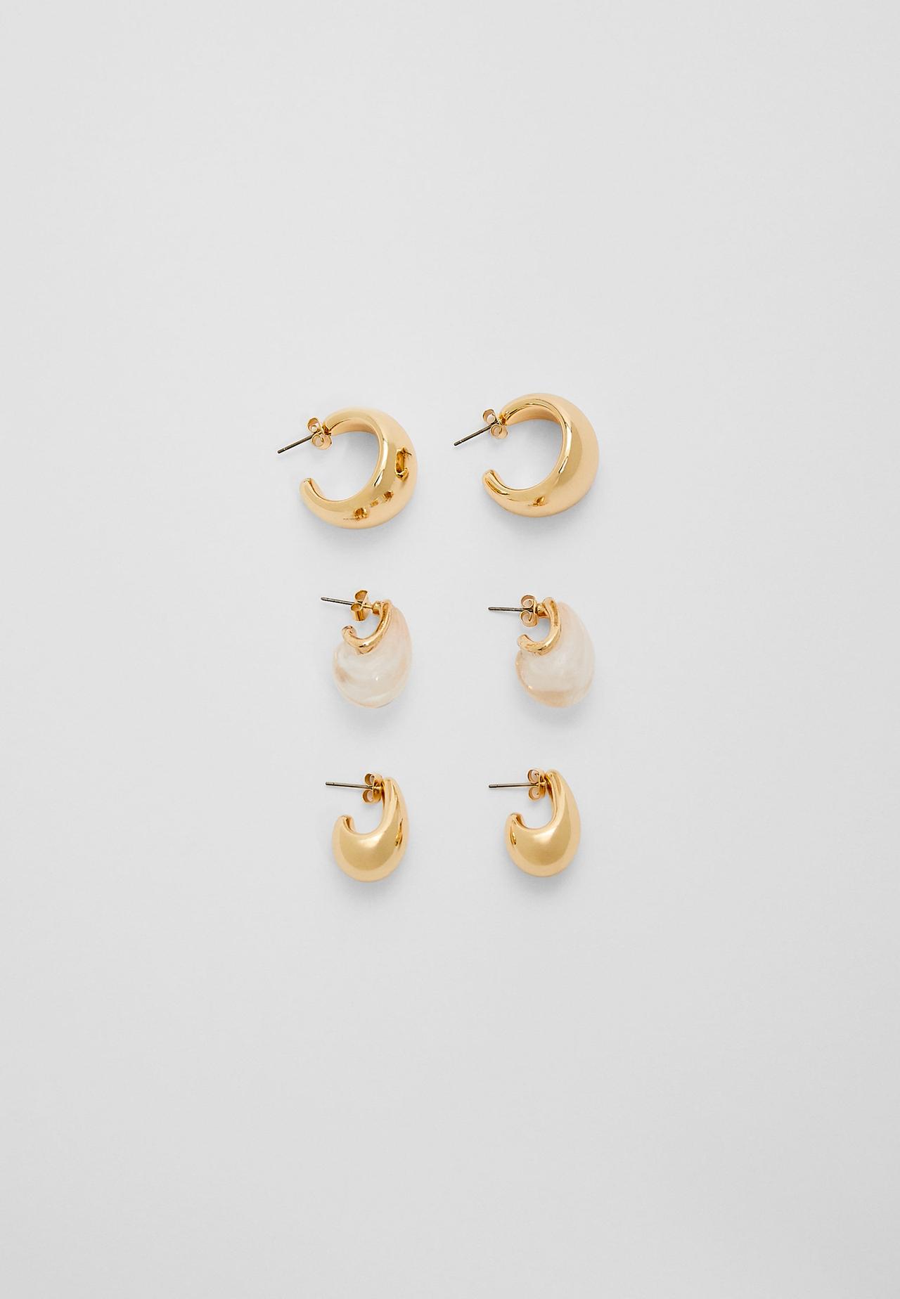 Set of 3 pairs of mini chunky earrings — Gold