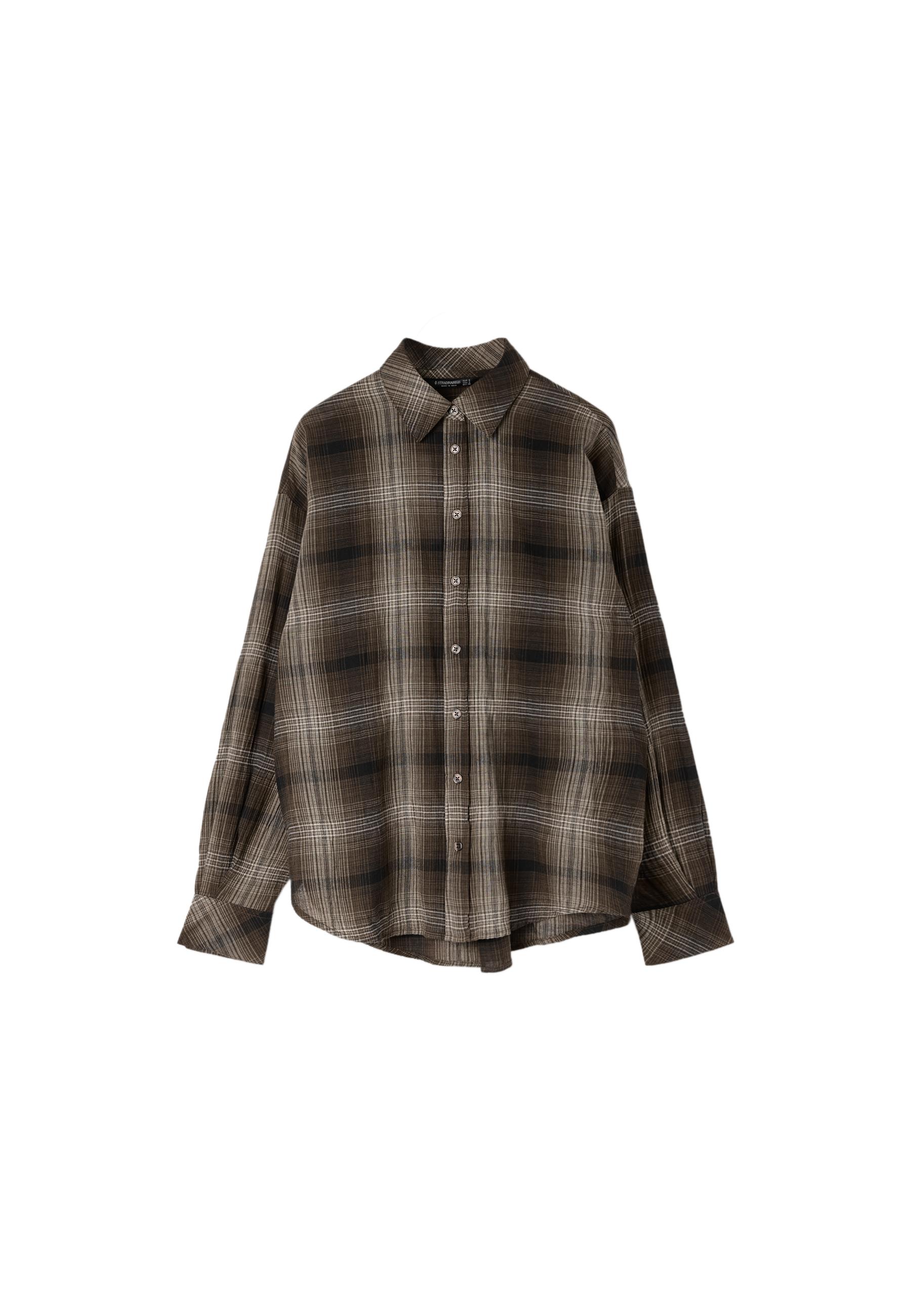 Adjustable regular-fit shirt — Brown