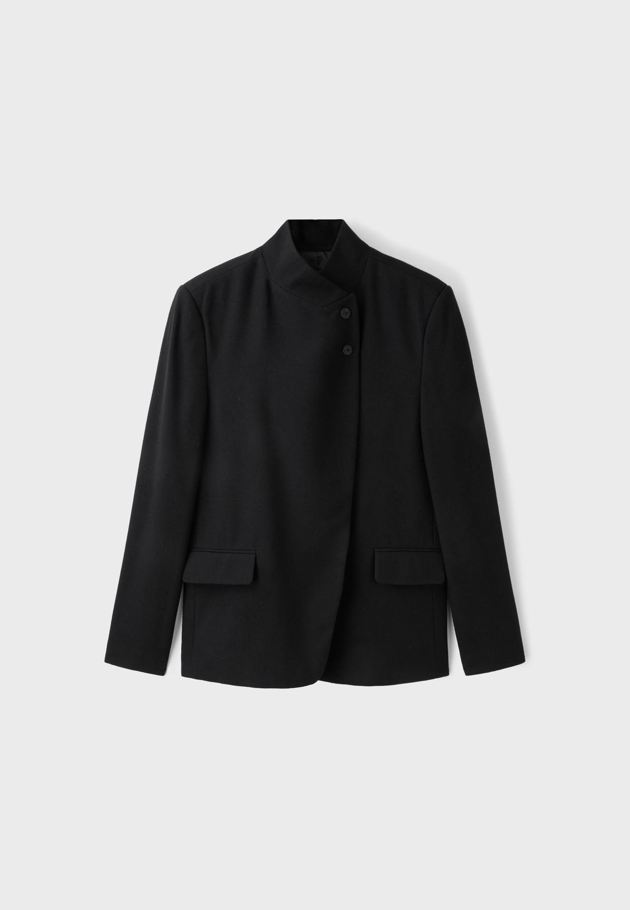 Asymmetric cloth blazer — Black