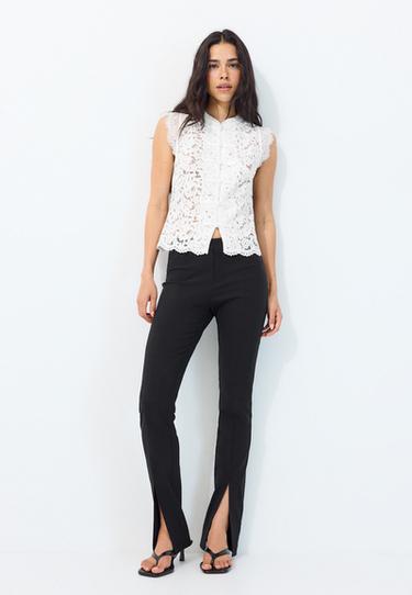 Lace top with toggle — White 2