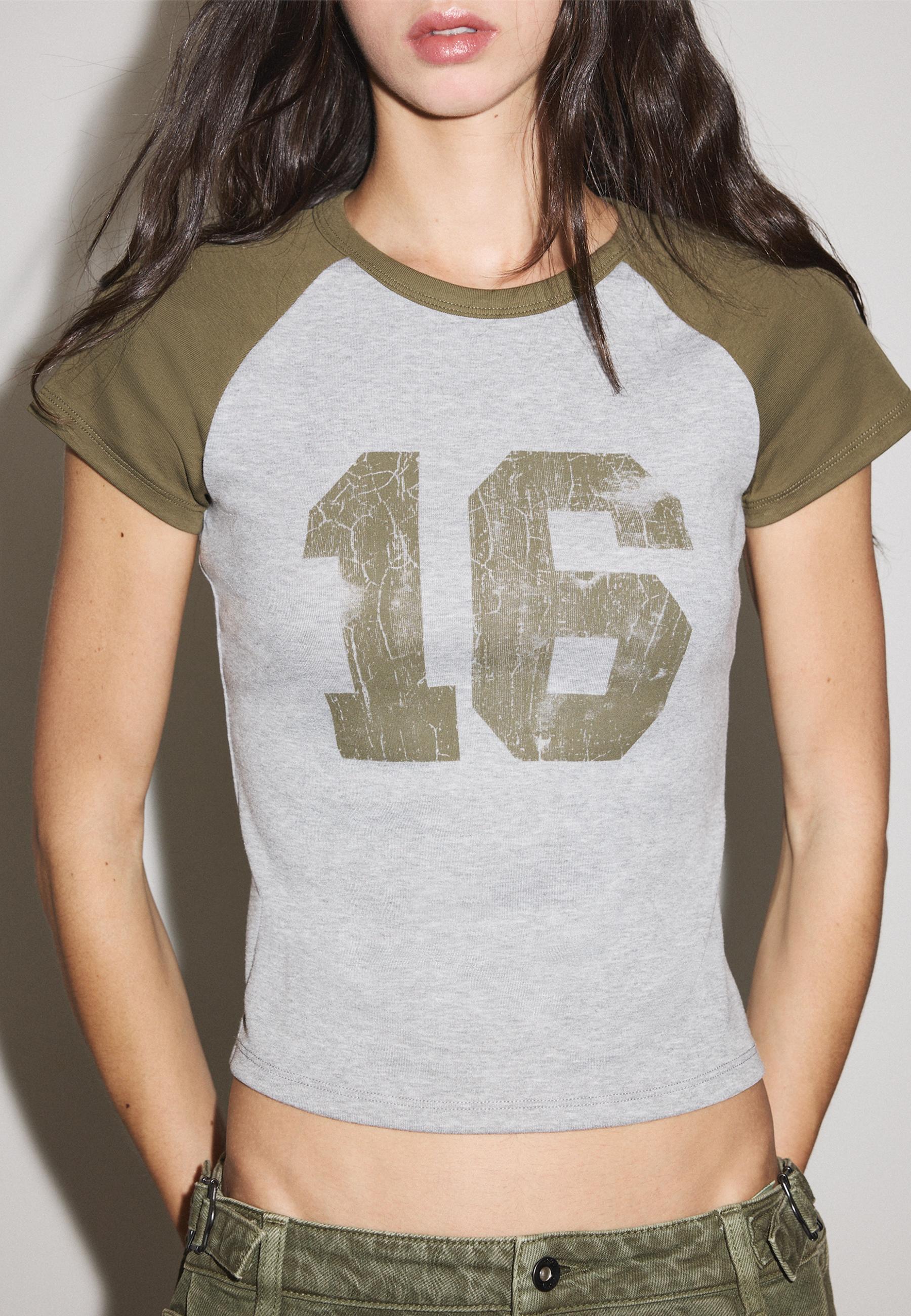 Printed short sleeve T-shirt — Khaki