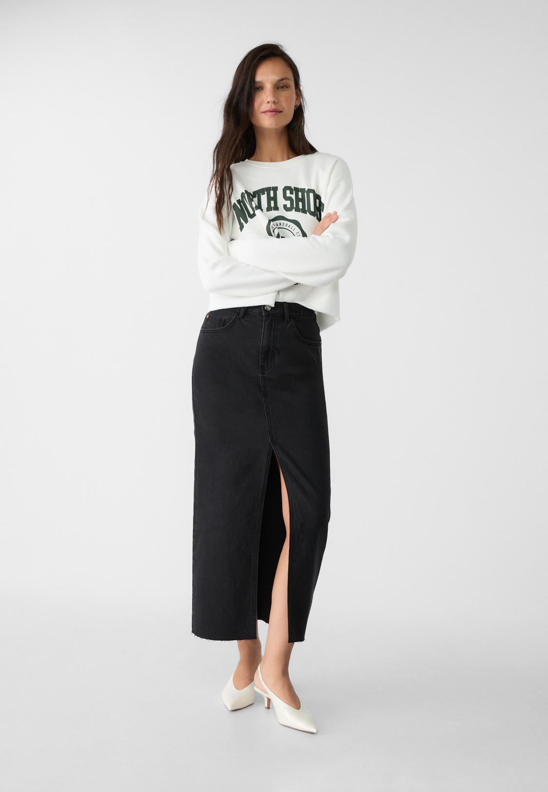 Falda Midi Falda Pantalon Azul Stradivarius Falda Midi Vaquera