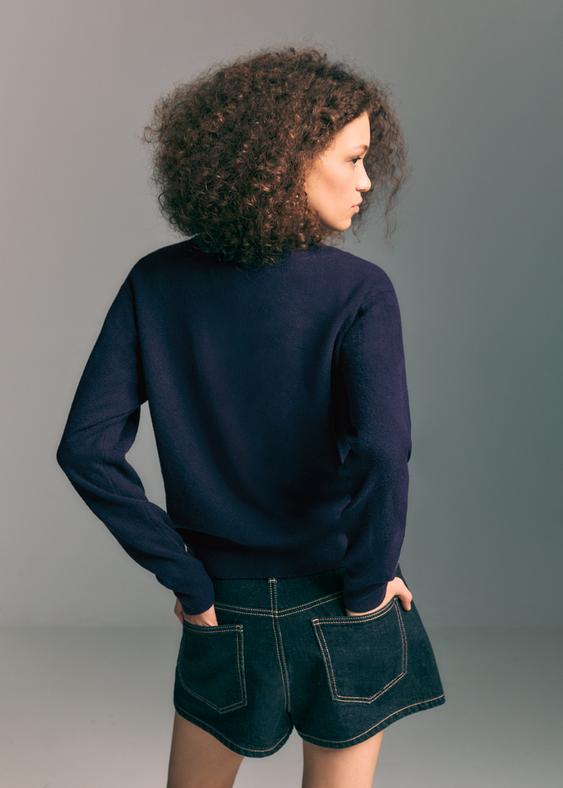 Stradivarius Soft-Touch Basic Knitted Jumper Navy Blue S