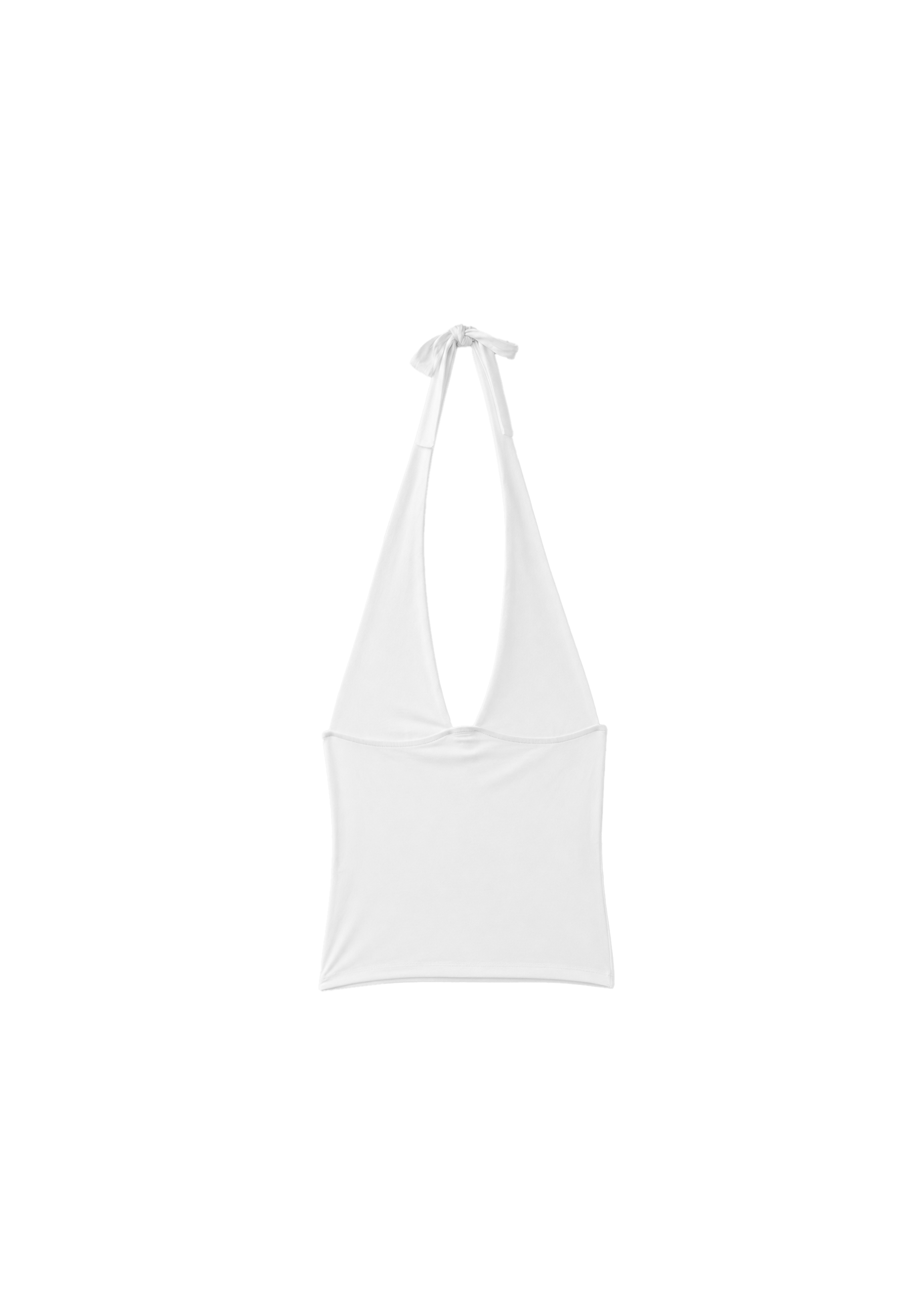 Halter neck tie top — White