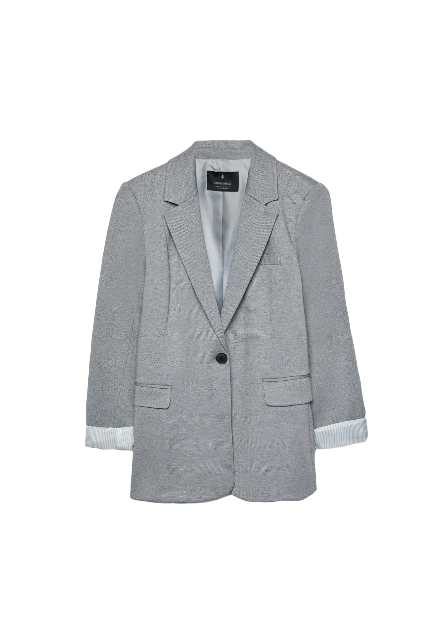 Basic knit blazer — Grey melange