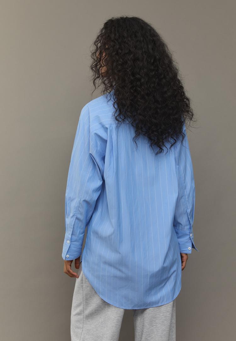 camisa larga popelin rayas