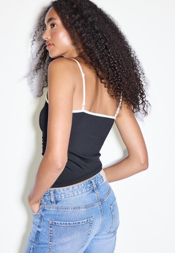 Stradivarius Polyamide Strappy Top Black Xl