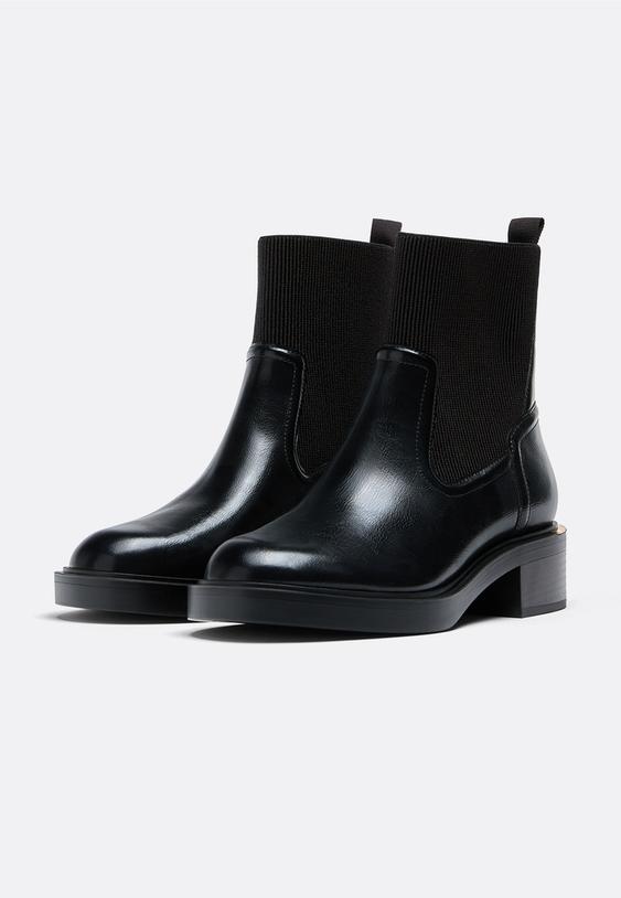 Stradivarius Botine Plate Chelsea Negru 39