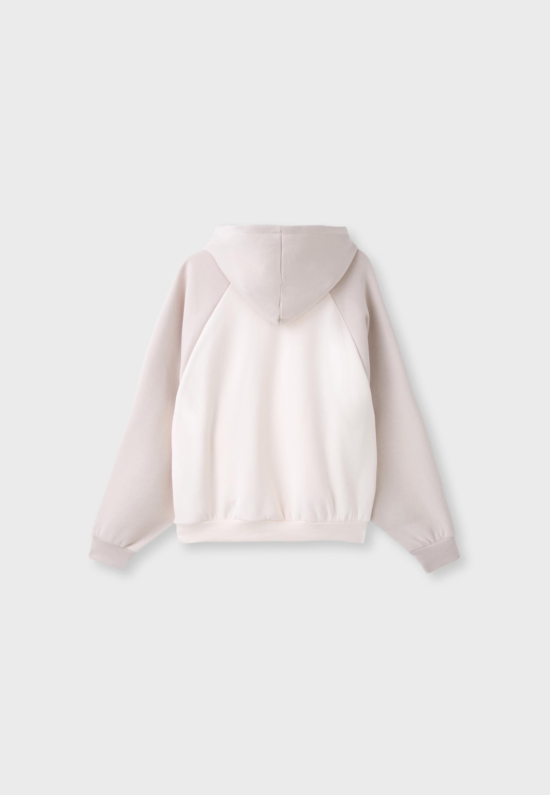 Contrast raglan sleeve hoodie — Stone