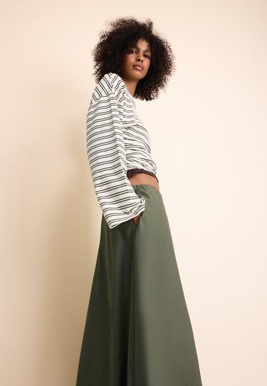 Poplin balloon maxi skirt — Khaki 6