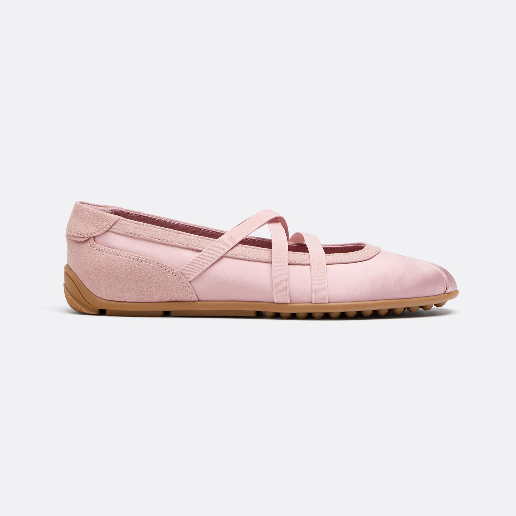 Satin sneaker pumps with crossover straps — PINK