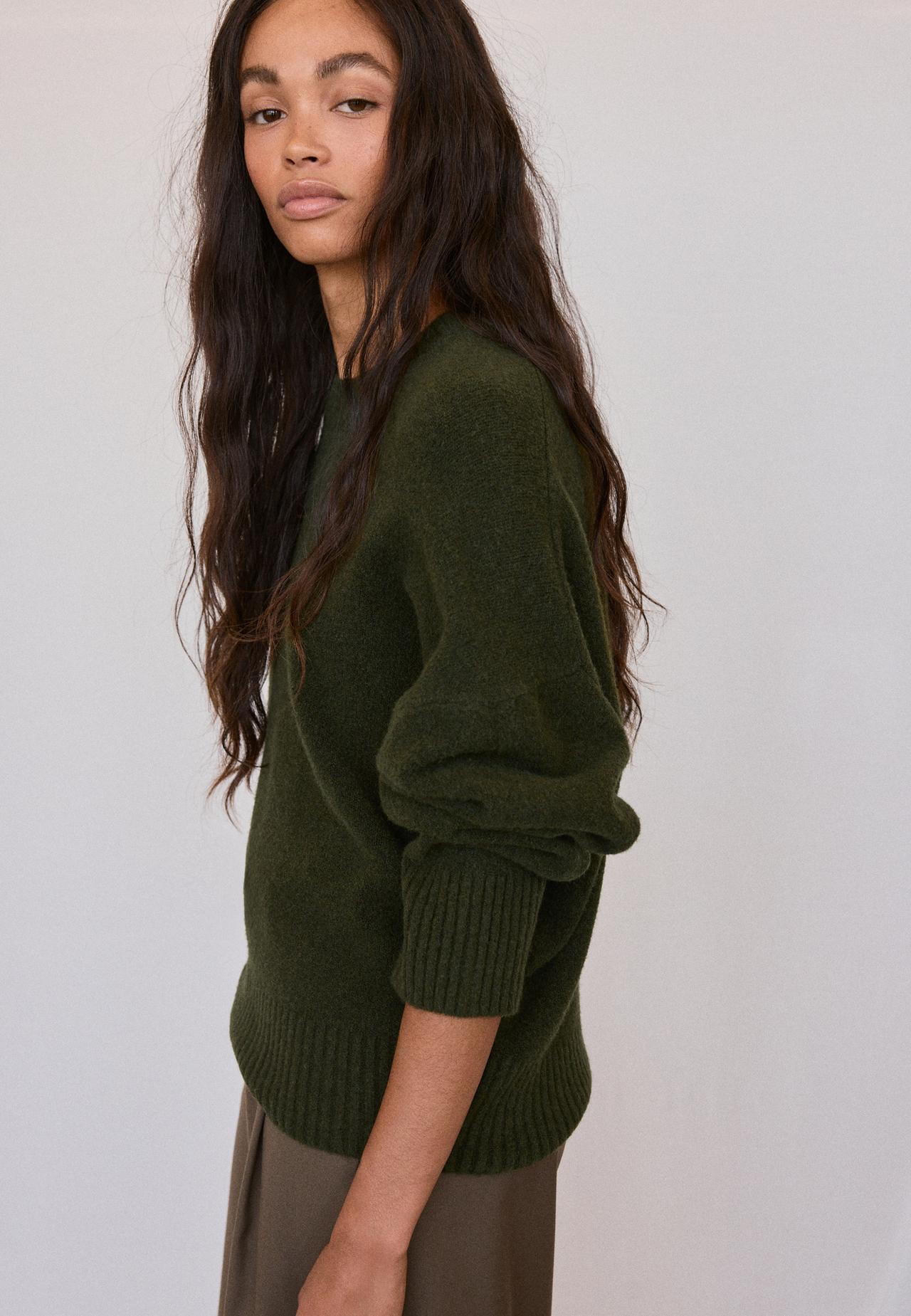 Soft-touch basic knit jumper — Khaki