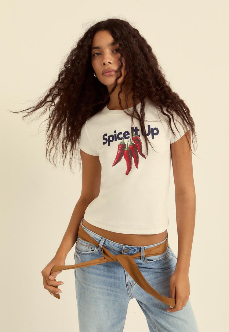 camiseta fitted estampado