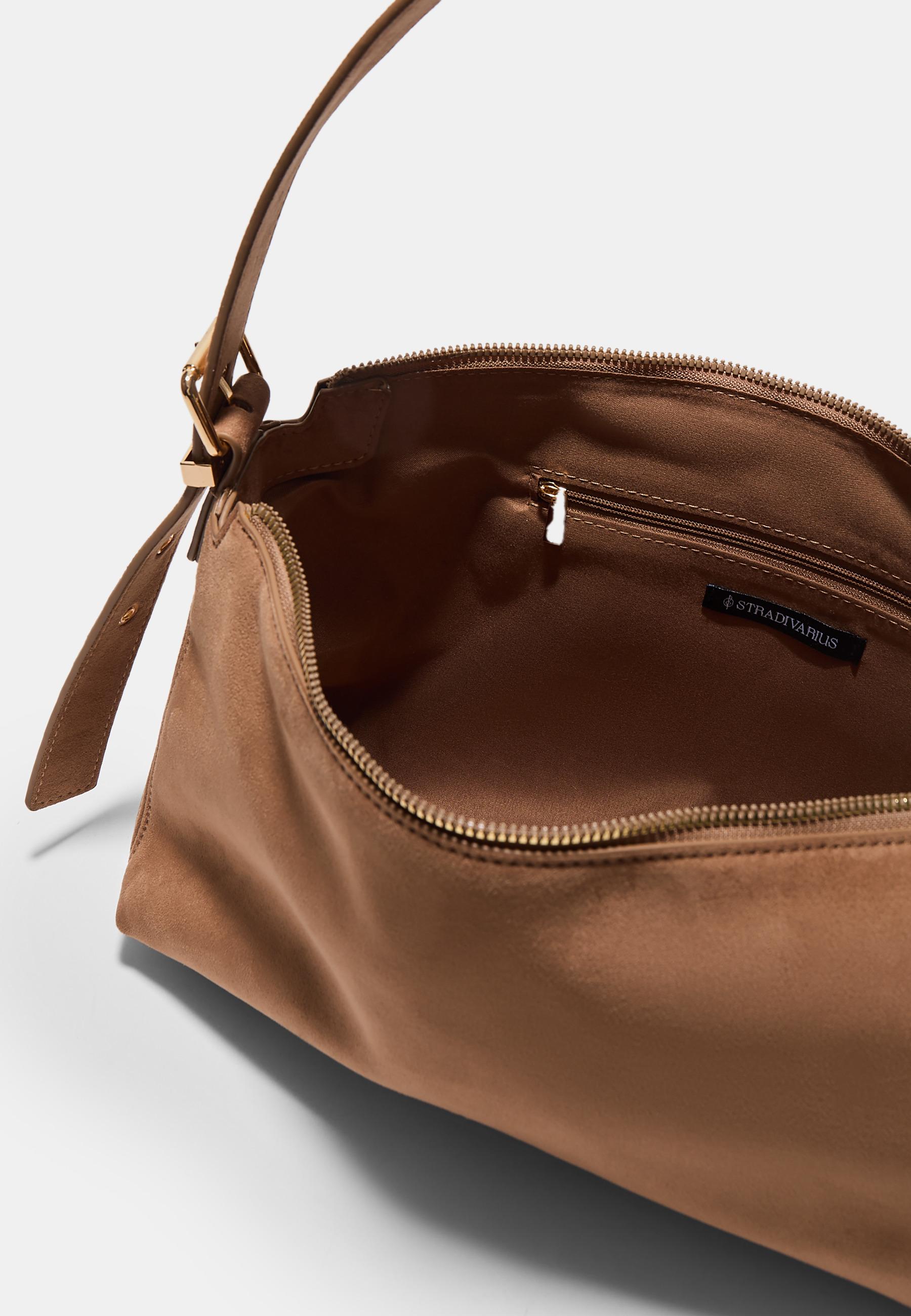 Soft-touch shoulder bag with buckle — Caramel