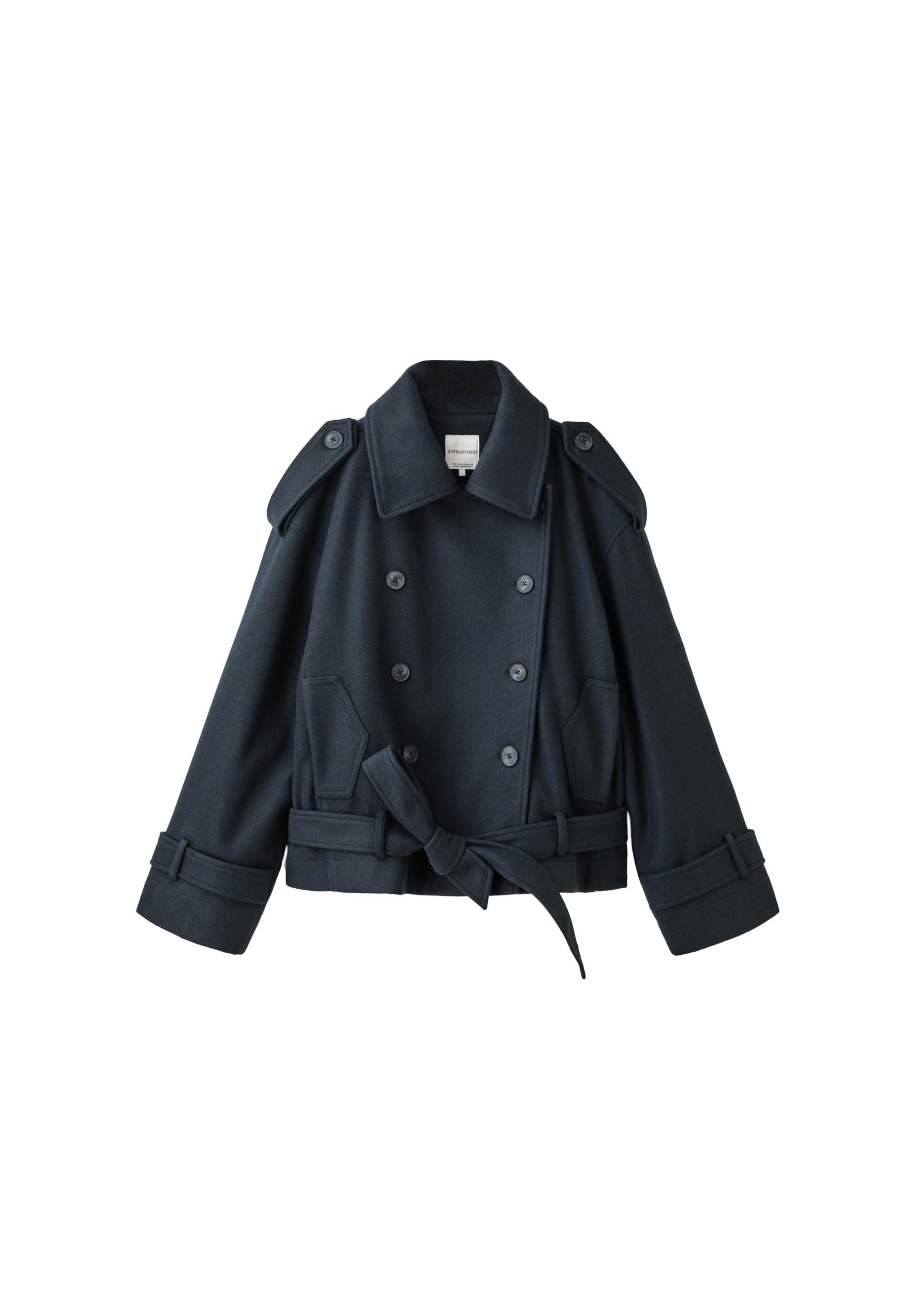 Soft-touch oversize trench coat — Dark blue