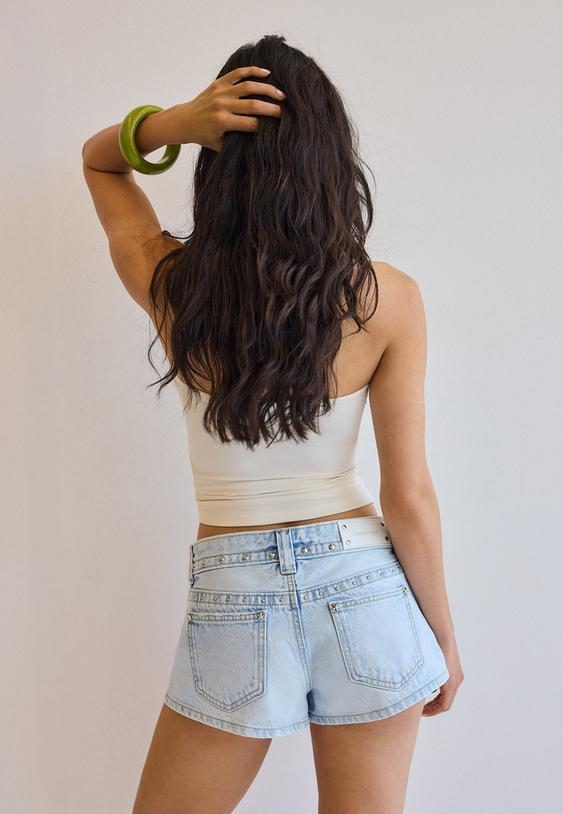 Stradivarius Draped Cropped Top Ecru Xs