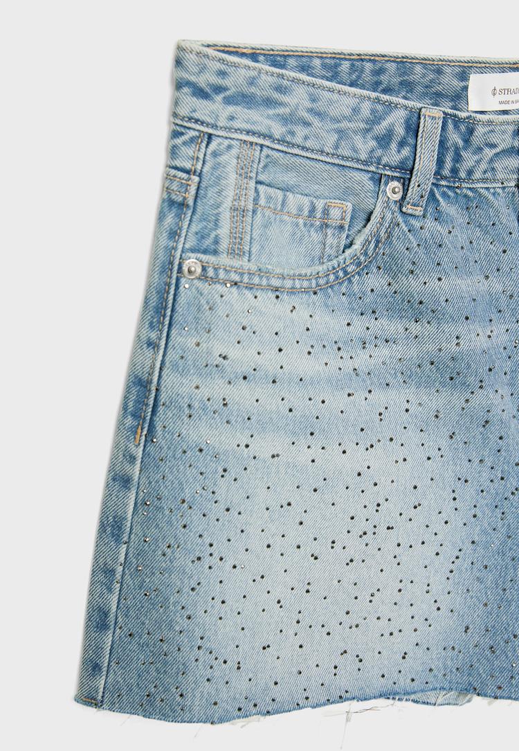 Parıltılı denim şort_9