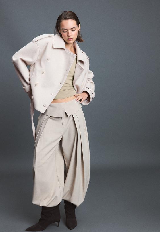 yumusak dokulu oversize trenckot