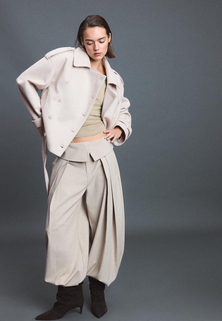 yumusak dokulu oversize trenckot
