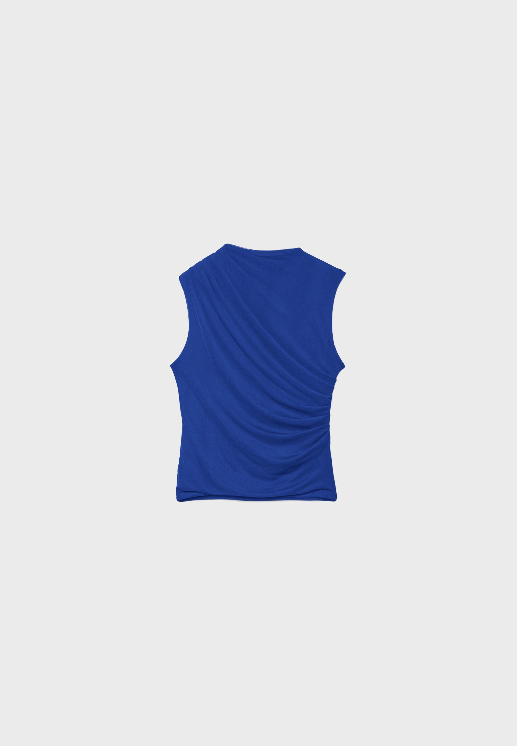 Gathered tulle T-shirt — Electric blue