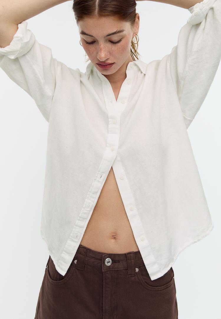 camisa fluida con lino
