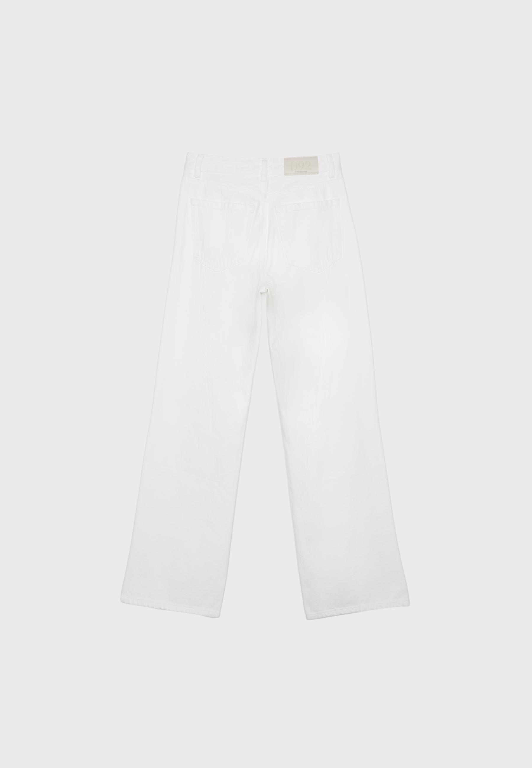 D92 ripped straight wide-leg jeans — Ecru