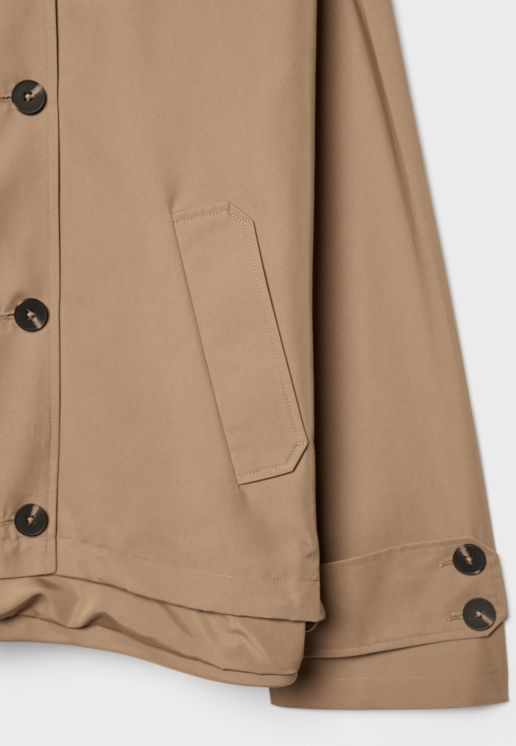Short hooded oversize trench coat — Beige