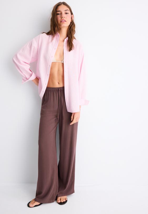 camisa efecto lino