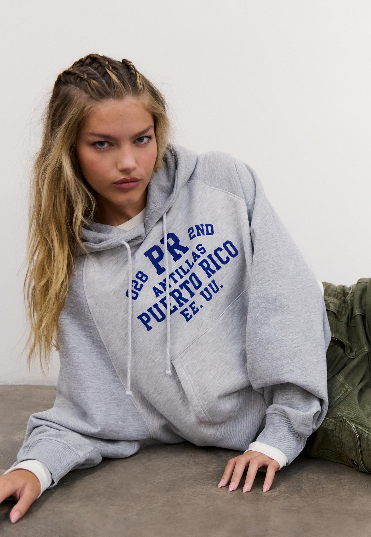Positional contrast sweatshirt — Grey melange