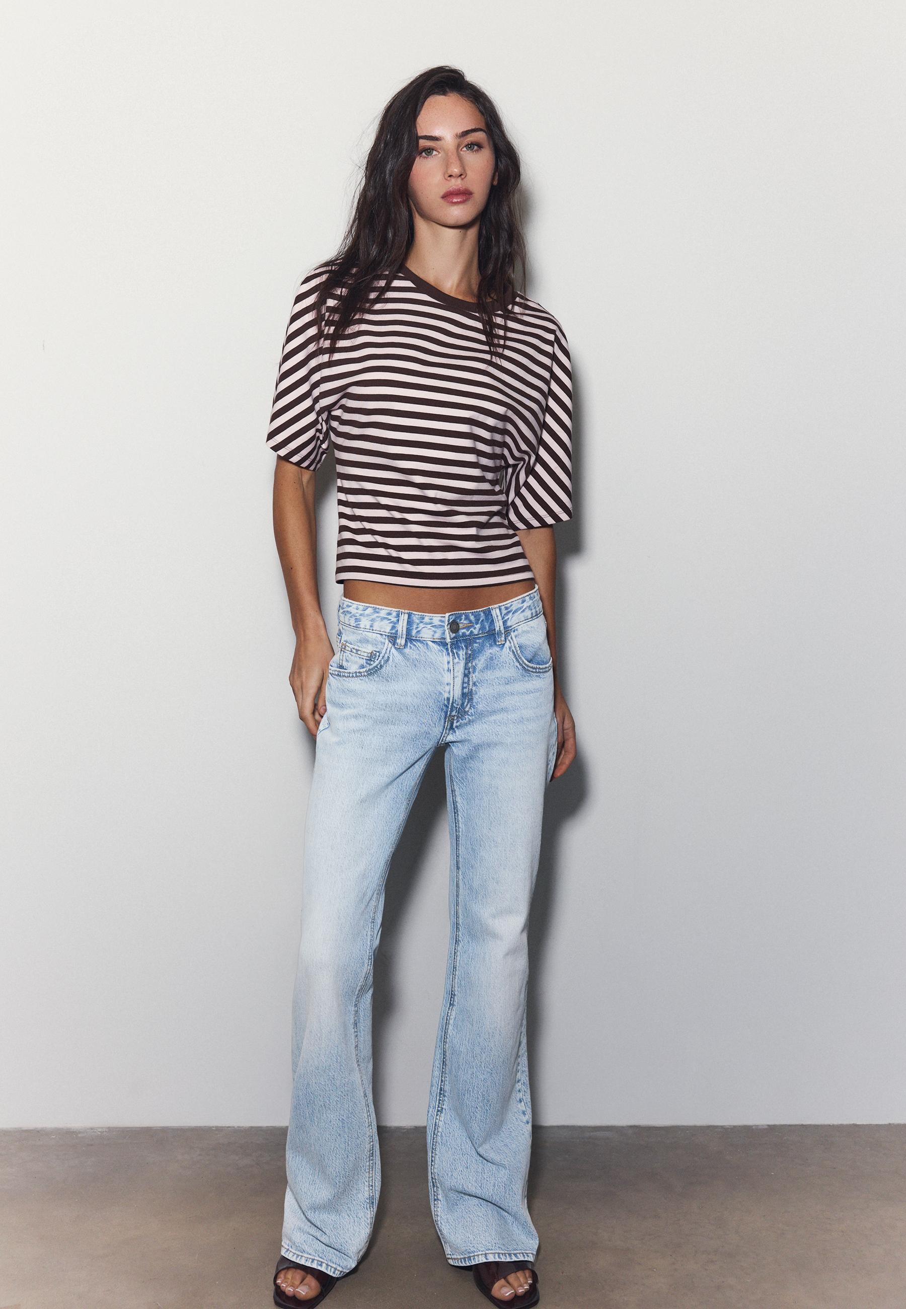 Düşük bel bootcut kesim kot pantolon