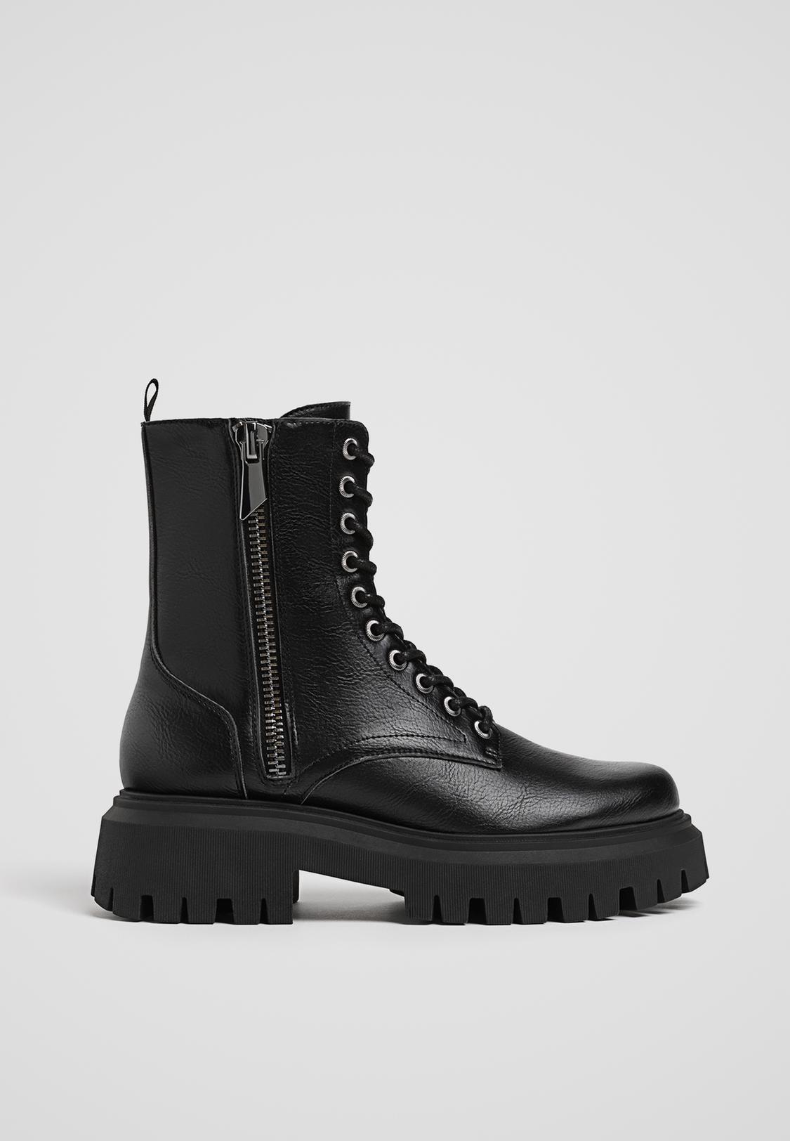 Zapatillas Botin Marron Stradivarius Lace Up Stradivarius Botas