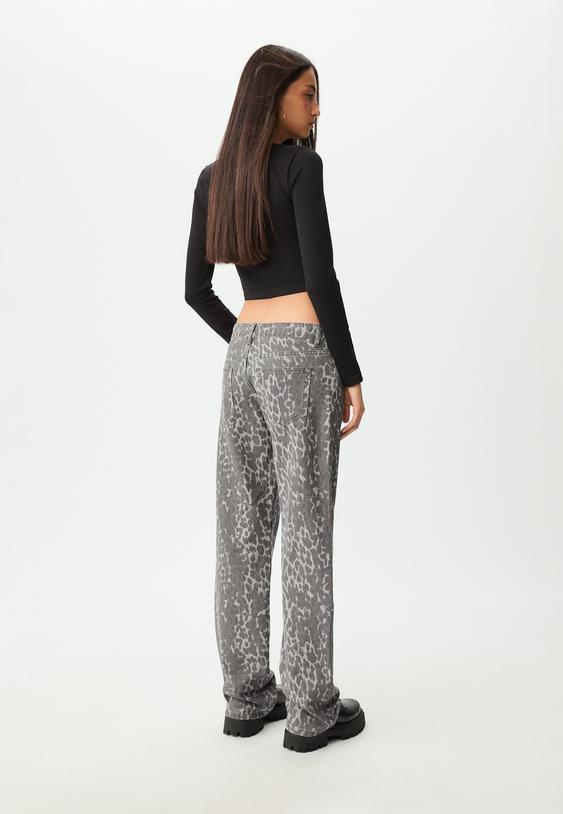 straight leopard print trousers