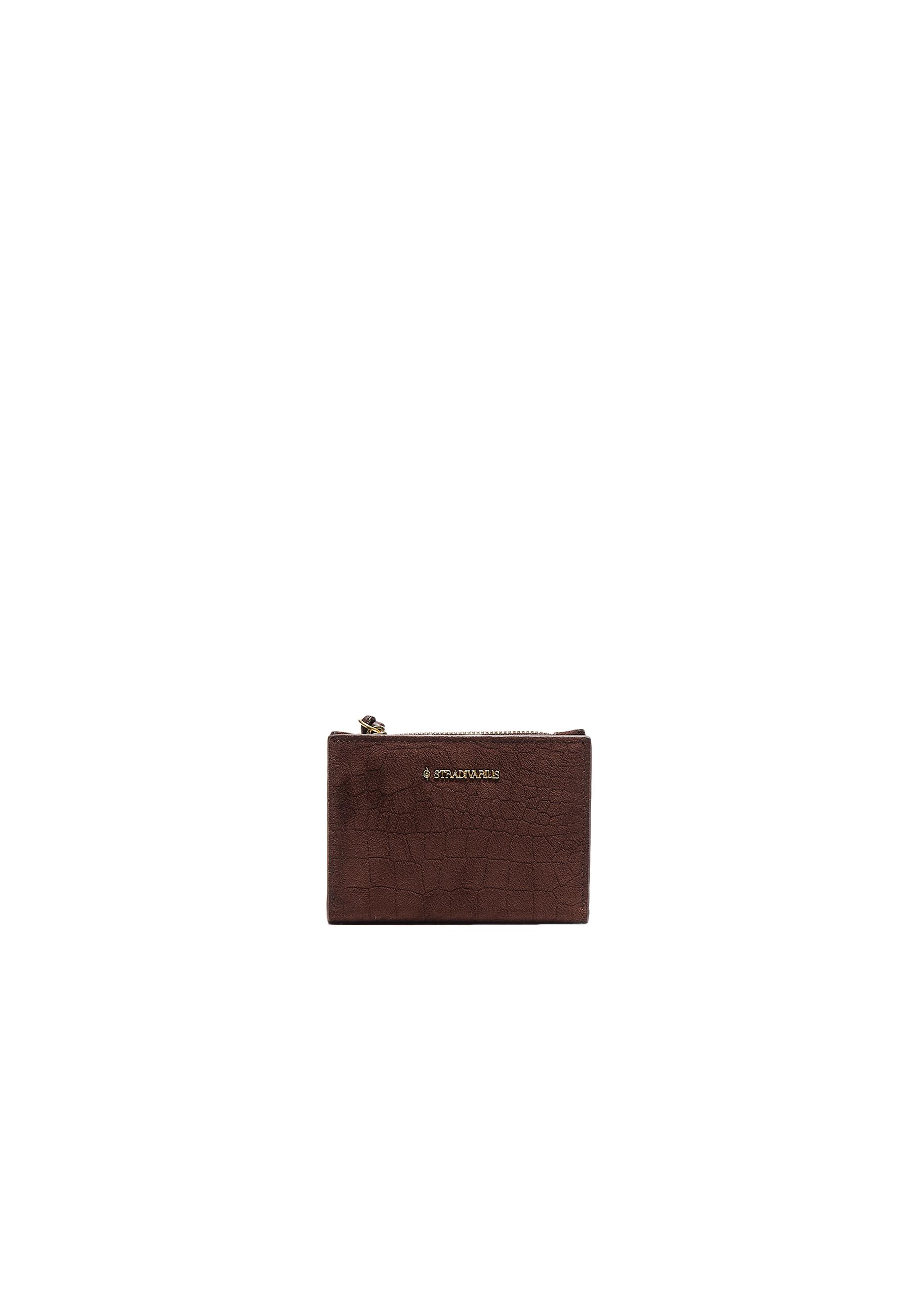 Purse with embossed pull tab detail — Brown