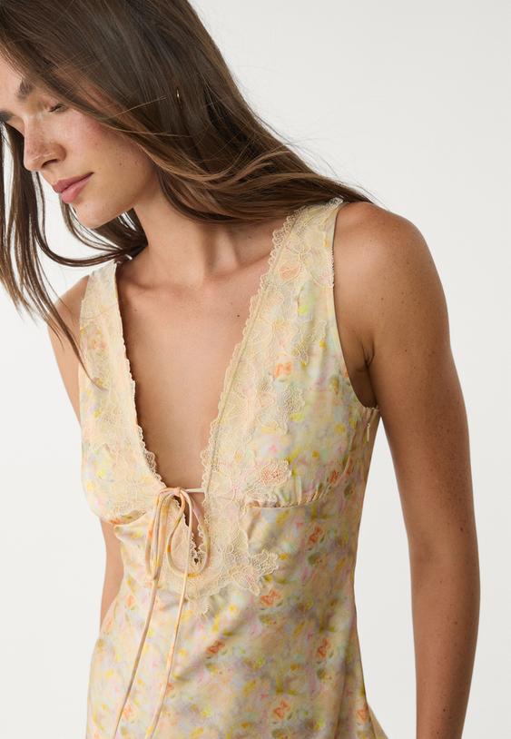 satin and lace midi dress