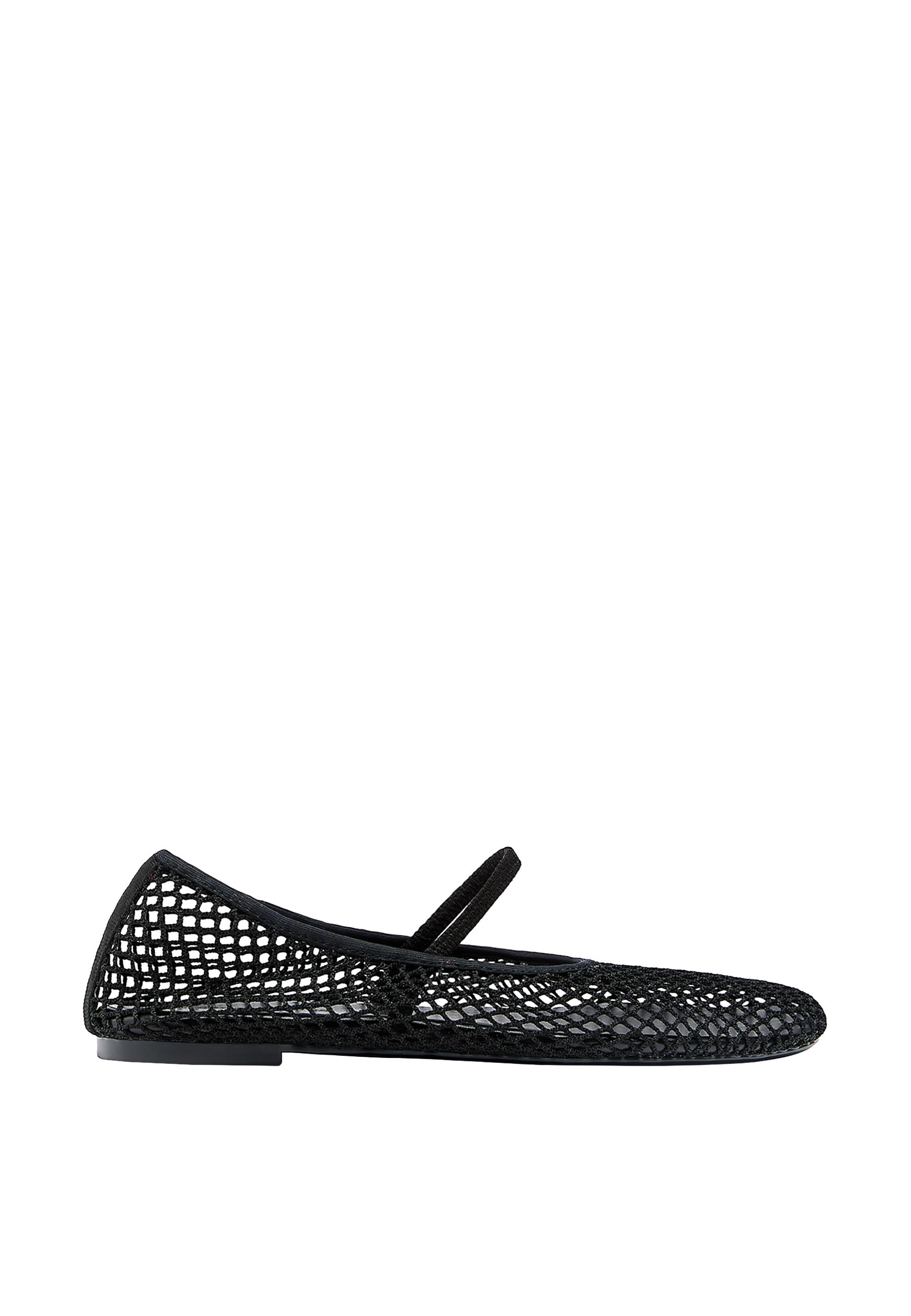 Mesh strap ballet flats — BLACK 